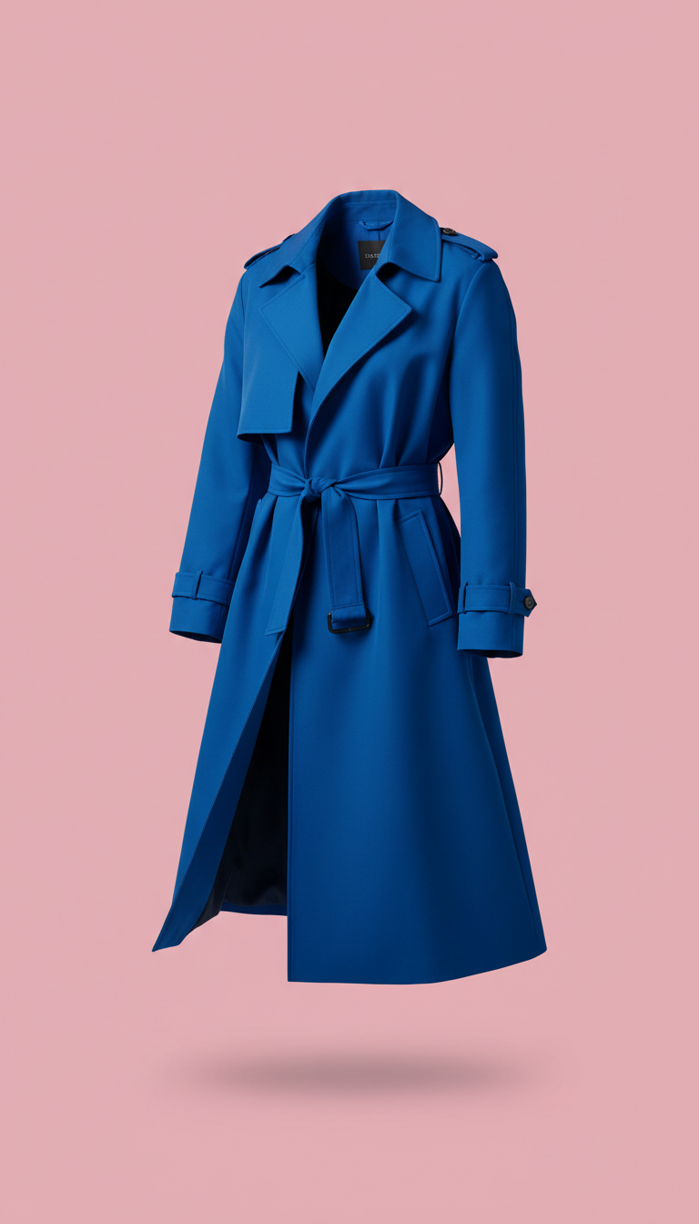 Cobalt Blue Designer Trench Coat
