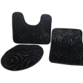Black Swirl 3-Piece Bathroom Rug Set Bathroom Rug and Toilet Mat Set