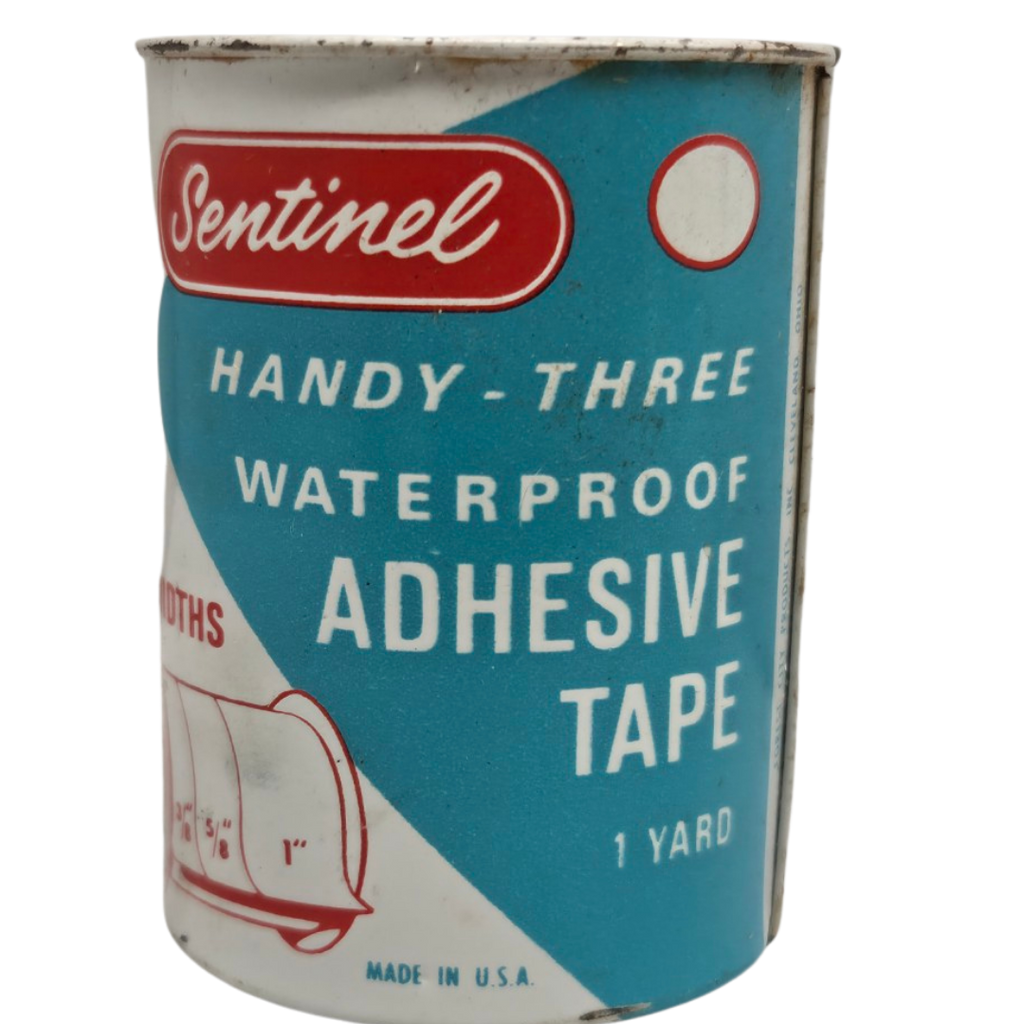 Sentinel Handy-Three Waterproof Adhesive Tape (3 Widths, 1 Yard Tin) Vintage Adhesive Tape Dispenser Tin / General Purpose Waterproof Adhesive Tape