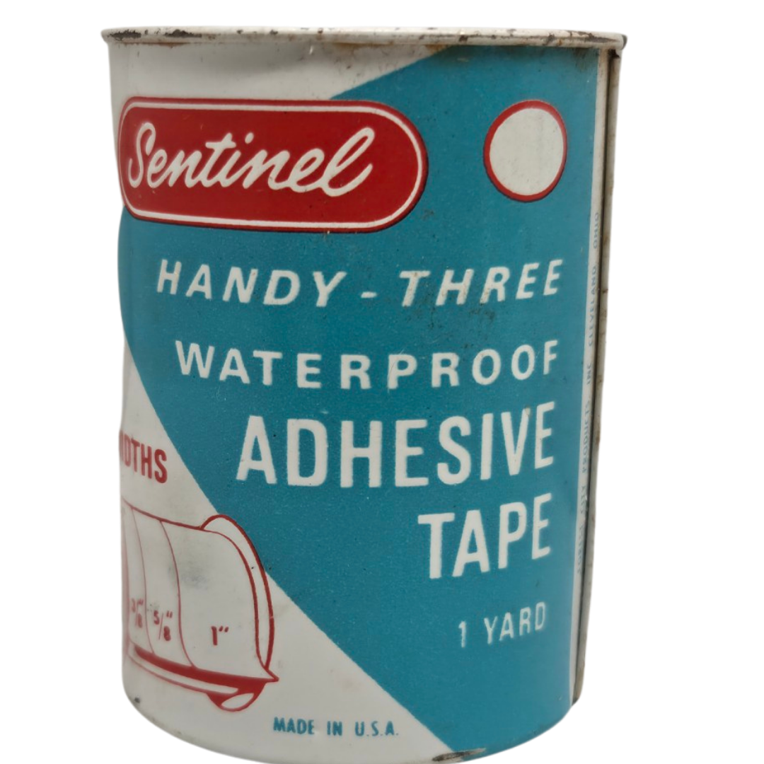 Sentinel Handy-Three Waterproof Adhesive Tape (3 Widths, 1 Yard Tin) Vintage Adhesive Tape Dispenser Tin / General Purpose Waterproof Adhesive Tape