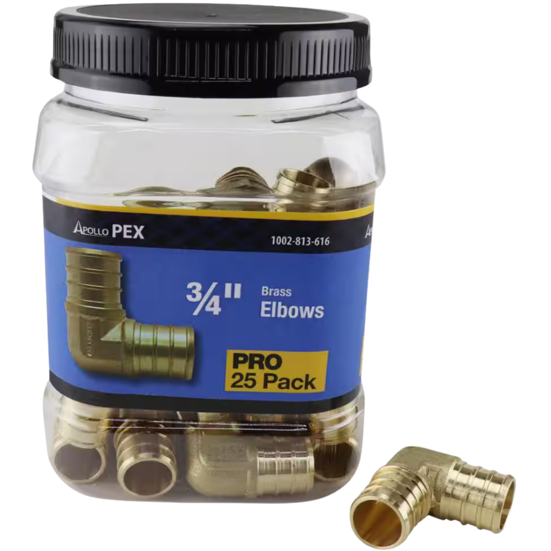 Apollo 3/4 in. Brass PEX-B Barb 90° Elbow Pro Pack, 25-Pack PEX Elbow Fitting