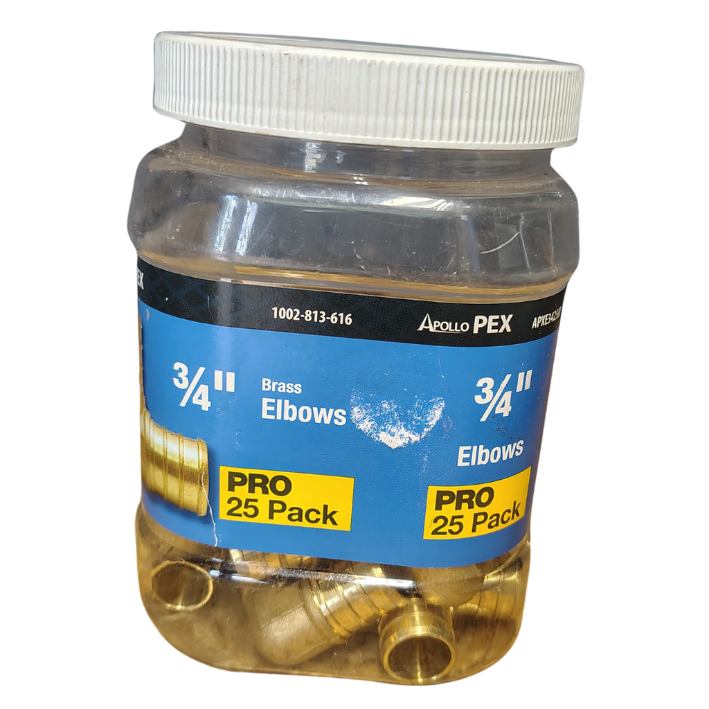 Apollo 3/4 in. Brass PEX-B Barb 90° Elbow Pro Pack, 25-Pack PEX Elbow Fitting