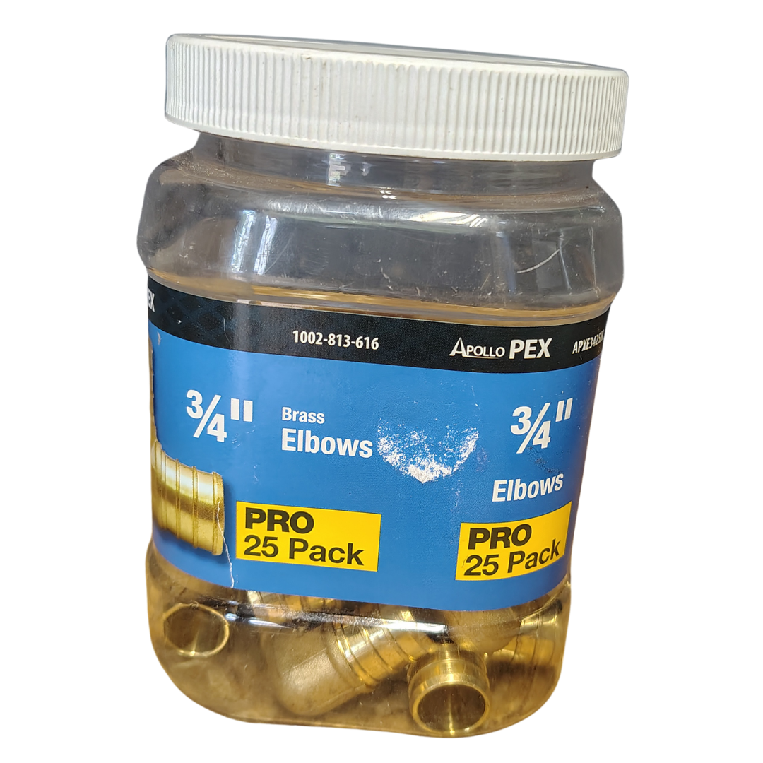 Apollo 3/4 in. Brass PEX-B Barb 90° Elbow Pro Pack, 25-Pack PEX Elbow Fitting
