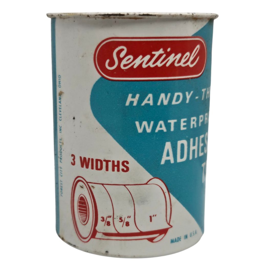 Sentinel Handy-Three Waterproof Adhesive Tape (3 Widths, 1 Yard Tin) Vintage Adhesive Tape Dispenser Tin / General Purpose Waterproof Adhesive Tape
