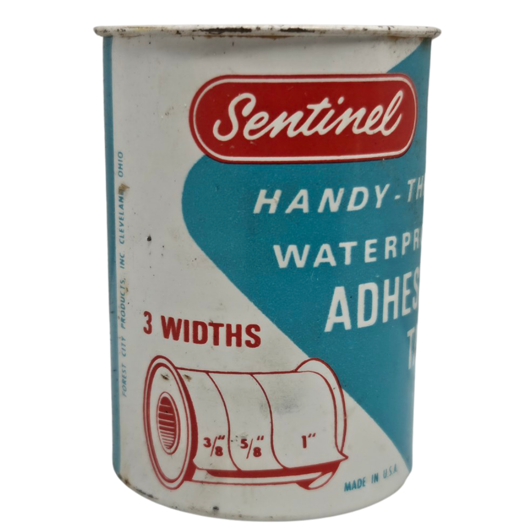 Sentinel Handy-Three Waterproof Adhesive Tape (3 Widths, 1 Yard Tin) Vintage Adhesive Tape Dispenser Tin / General Purpose Waterproof Adhesive Tape