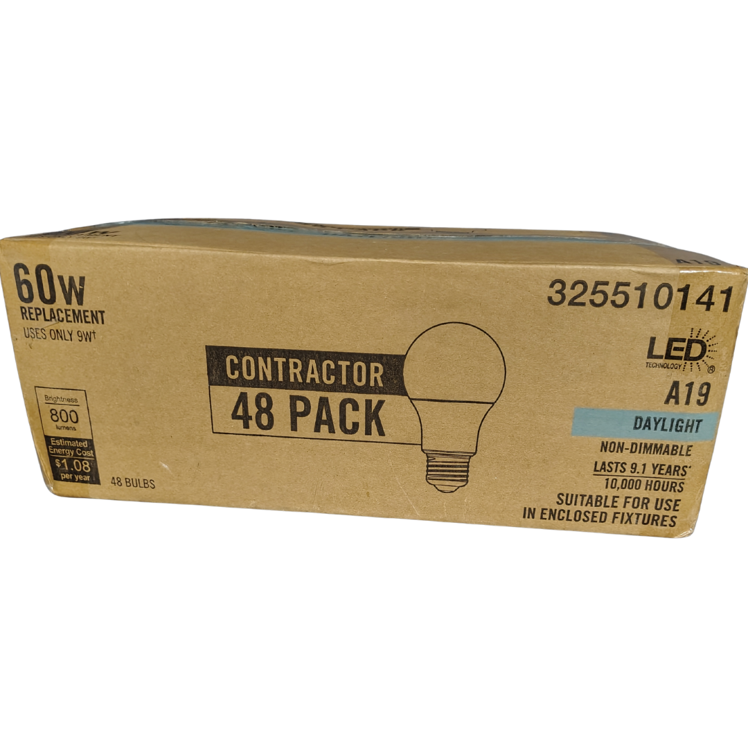 EcoSmart A19 Daylight LED Bulb Contractor Pack 48-Pack LED Light Bulbs
