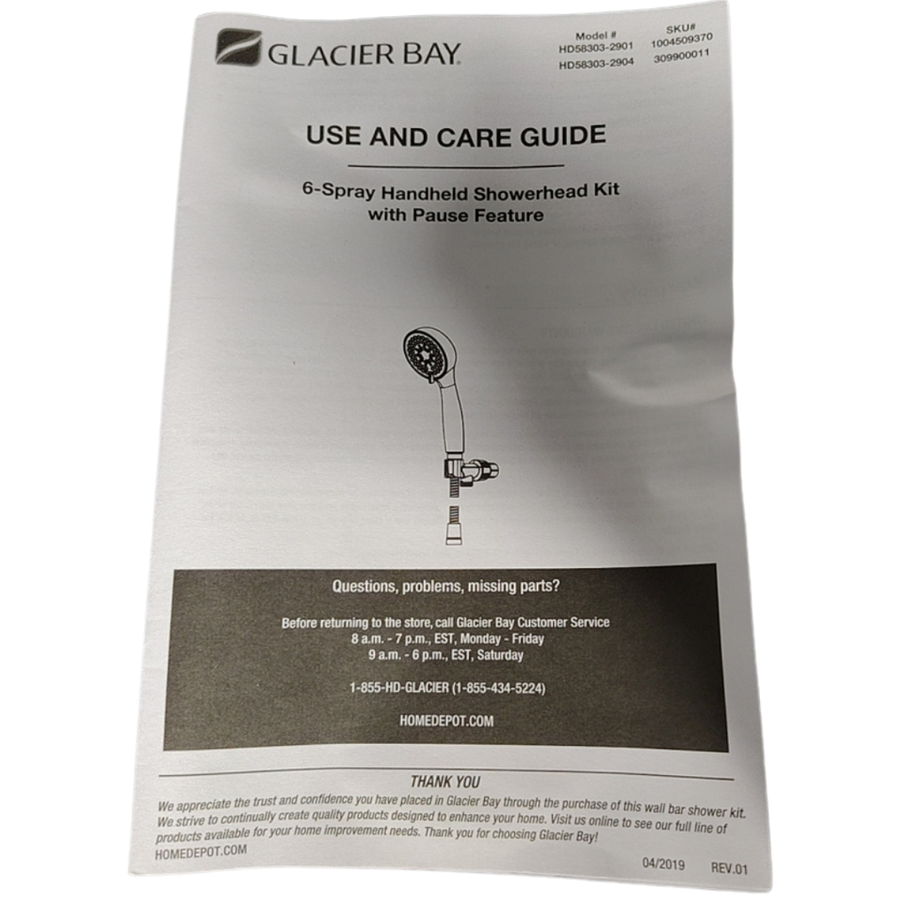 Glacier Bay HD58303-2901 6-Function Handheld Showerhead Kit