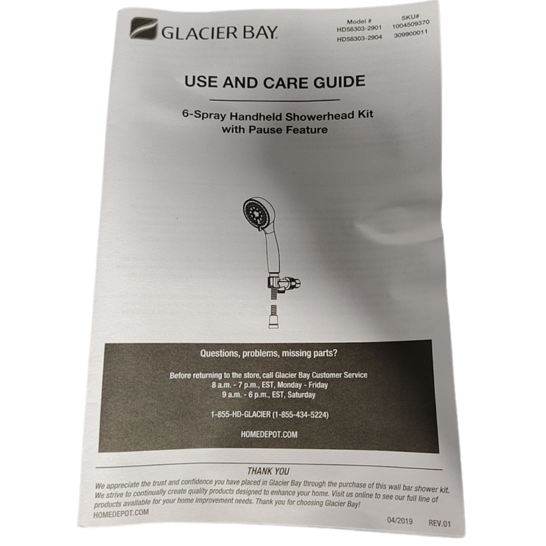 Glacier Bay HD58303-2901 6-Function Handheld Showerhead Kit