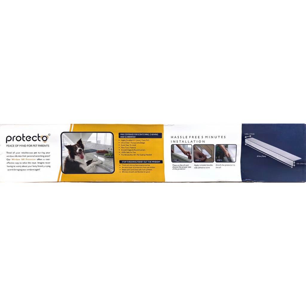 Protecto 29.5 x 5.25 in, 1-Pack Clear Pet Window Sill Protector