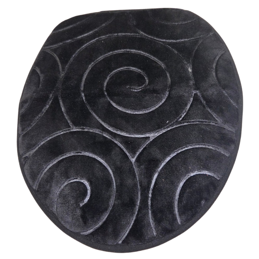 Black Swirl 3-Piece Bathroom Rug Set Bathroom Rug and Toilet Mat Set