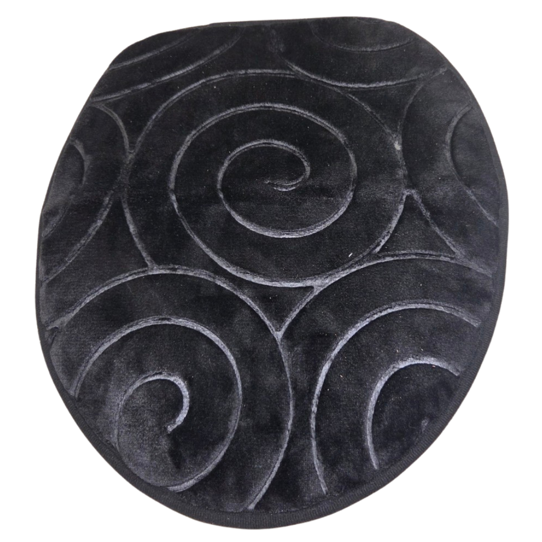 Black Swirl 3-Piece Bathroom Rug Set Bathroom Rug and Toilet Mat Set
