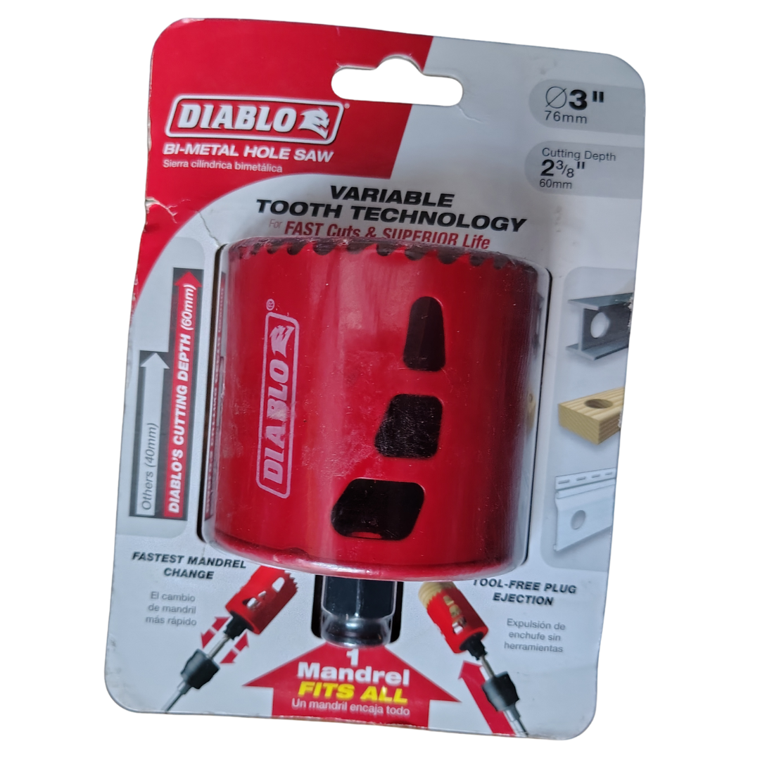 Diablo 3 in. Bi-Metal Hole Saw with 2-3/8 in. Cutting Depth Bi-Metal Hole Saw