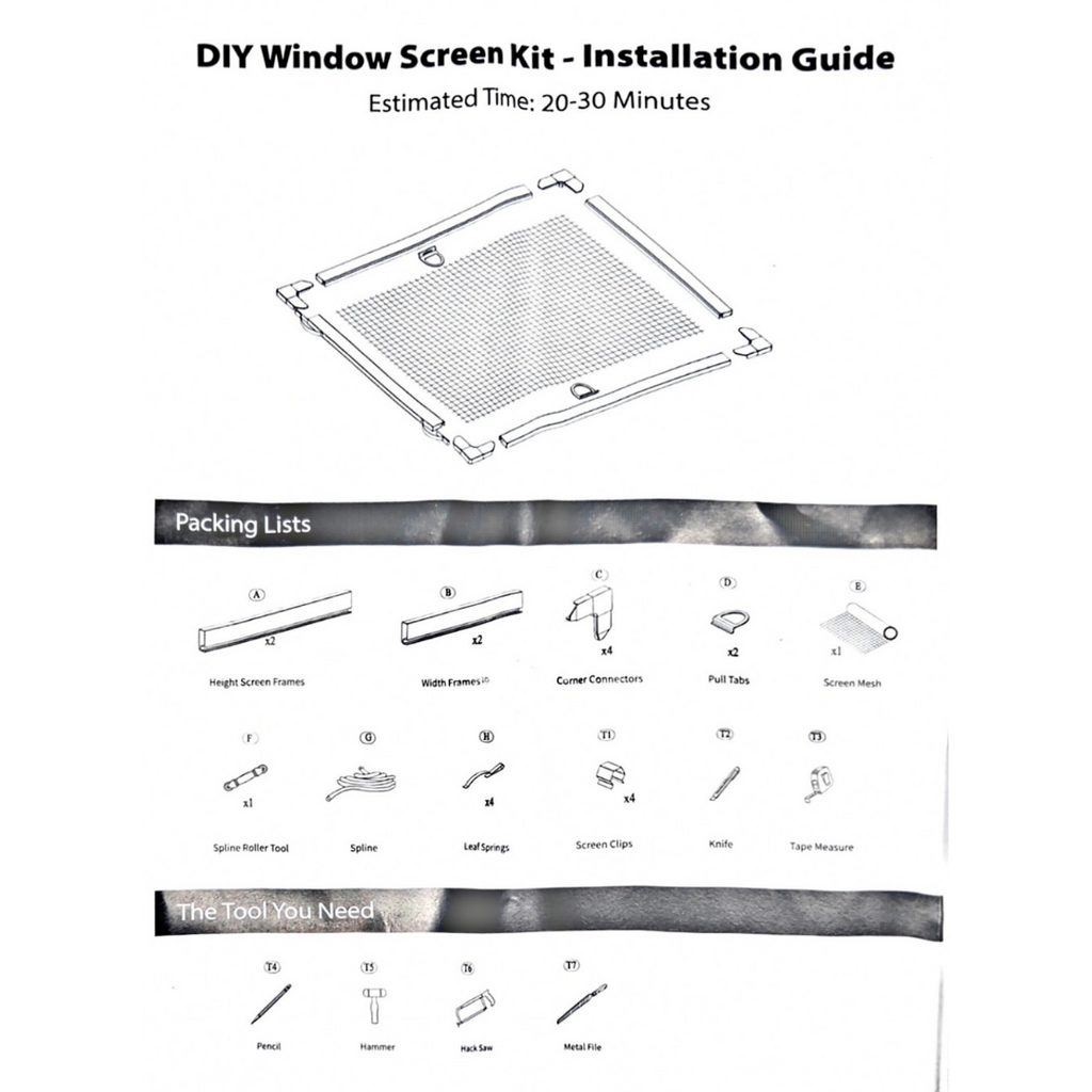DIY Window Screen Kit Cut-to-Size Aluminum Window Screen Frame Kit