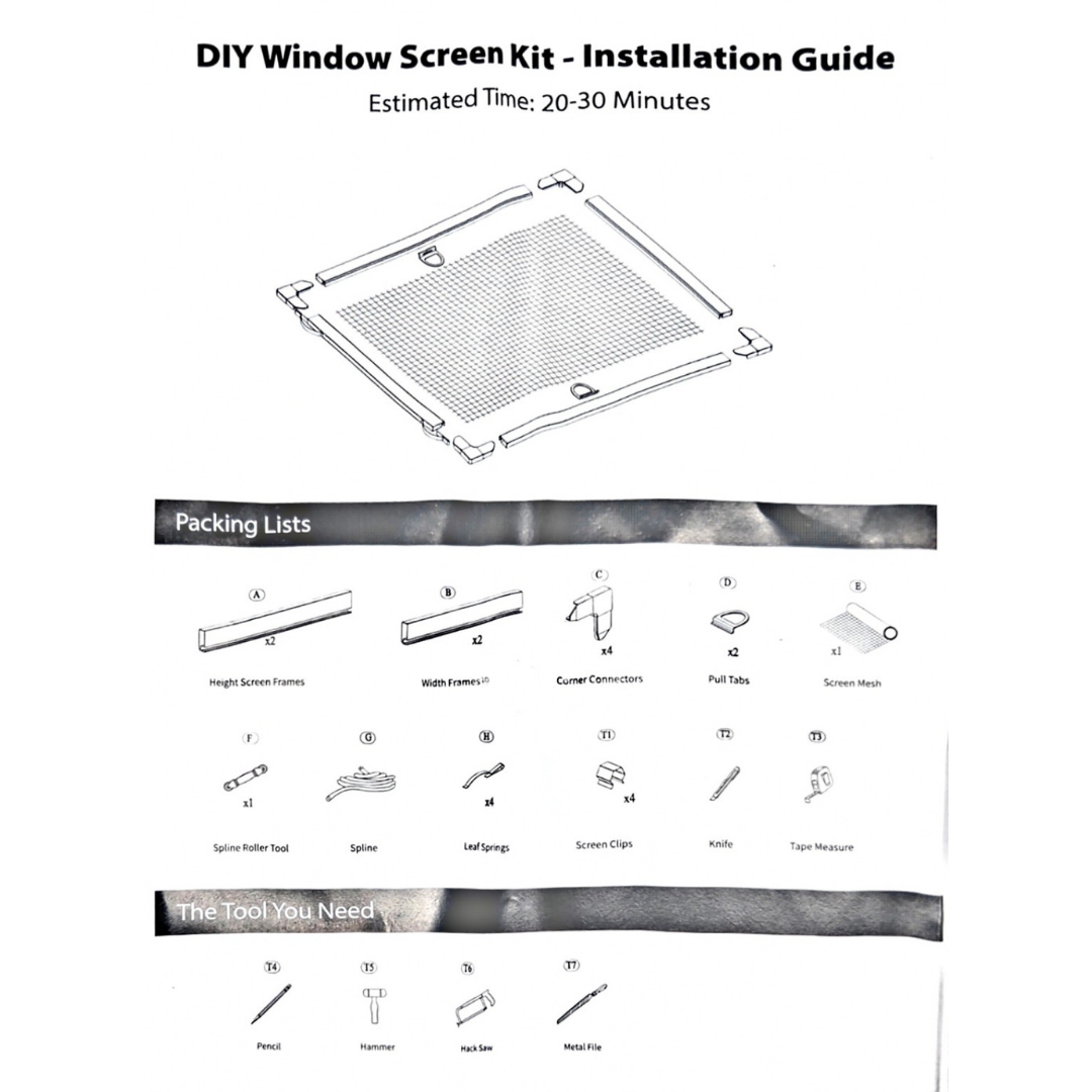 DIY Window Screen Kit Cut-to-Size Aluminum Window Screen Frame Kit