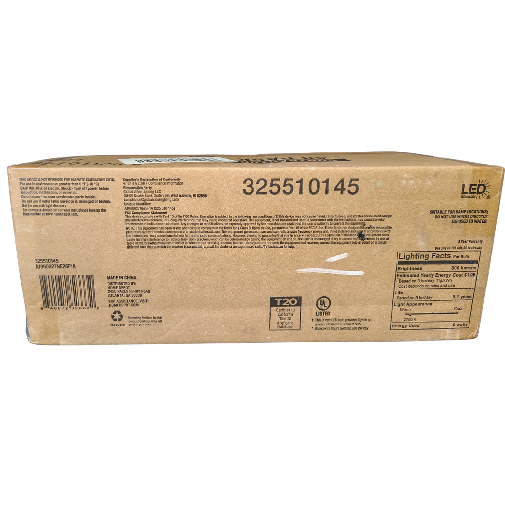 Home Depot A19 Soft White LED Contractor Pack 48-Pack LED Light Bulb Pack