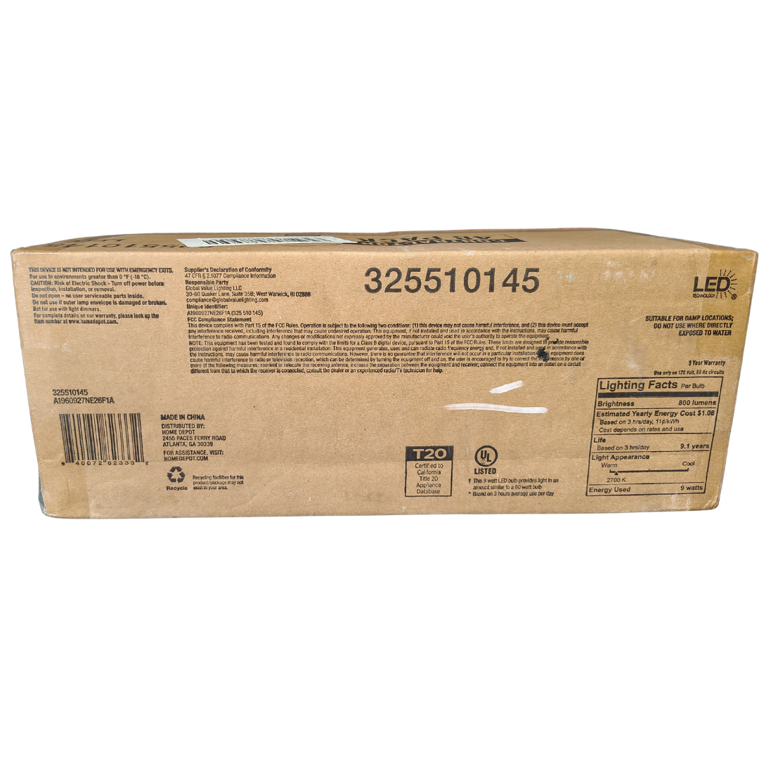 Home Depot A19 Soft White LED Contractor Pack 48-Pack LED Light Bulb Pack