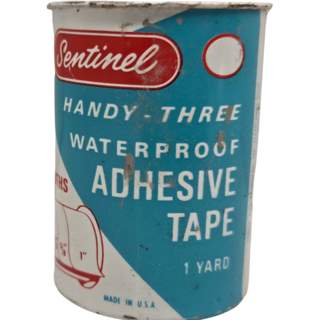 Sentinel Handy-Three Waterproof Adhesive Tape (3 Widths, 1 Yard Tin) Vintage Adhesive Tape Dispenser Tin / General Purpose Waterproof Adhesive Tape