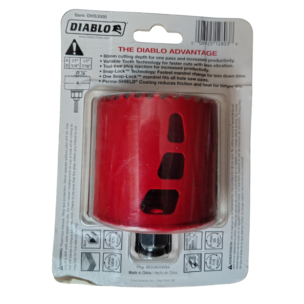 Diablo 3 in. Bi-Metal Hole Saw with 2-3/8 in. Cutting Depth Bi-Metal Hole Saw