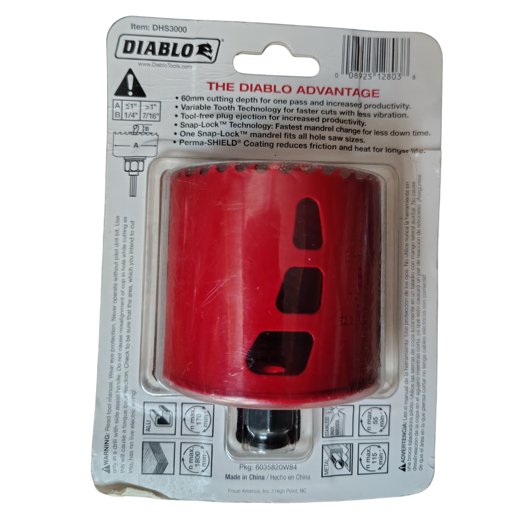 Diablo 3 in. Bi-Metal Hole Saw with 2-3/8 in. Cutting Depth Bi-Metal Hole Saw