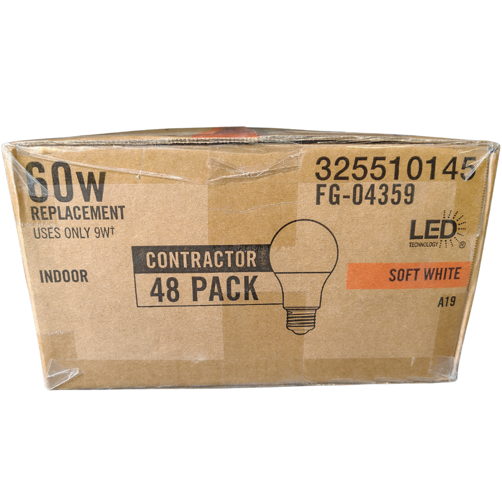 Home Depot A19 Soft White LED Contractor Pack 48-Pack LED Light Bulb Pack