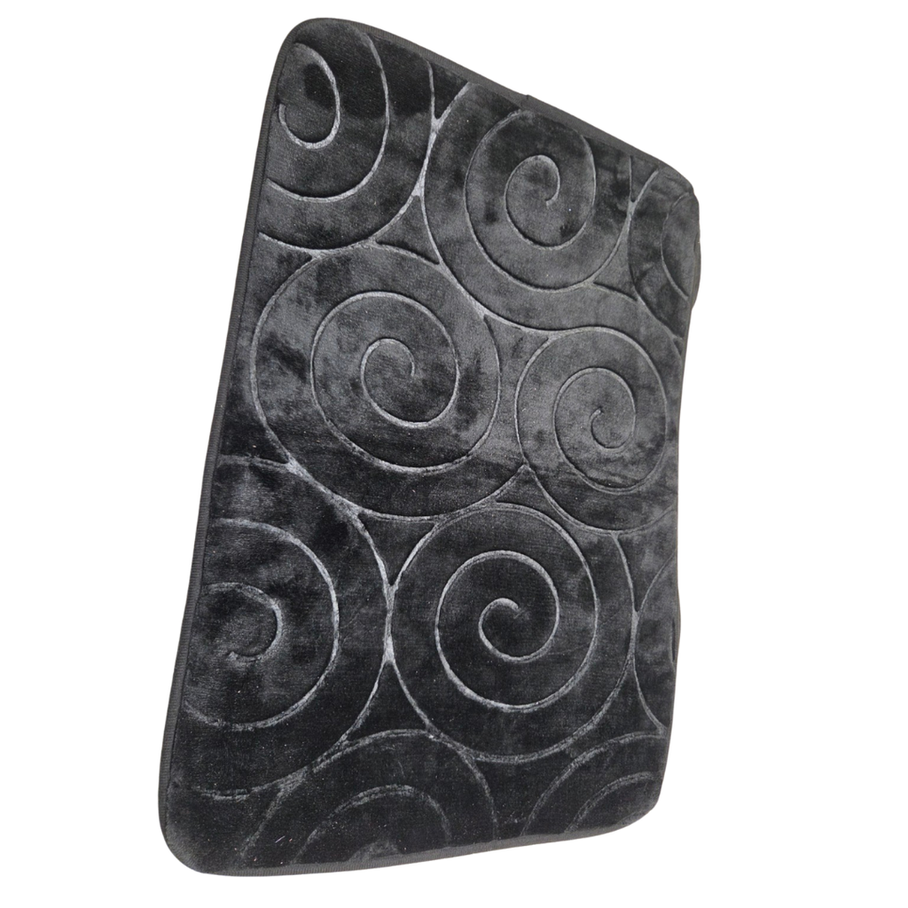 Black Swirl 3-Piece Bathroom Rug Set Bathroom Rug and Toilet Mat Set