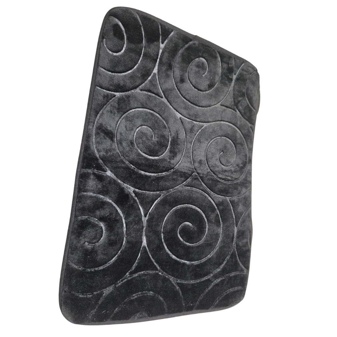 Black Swirl 3-Piece Bathroom Rug Set Bathroom Rug and Toilet Mat Set