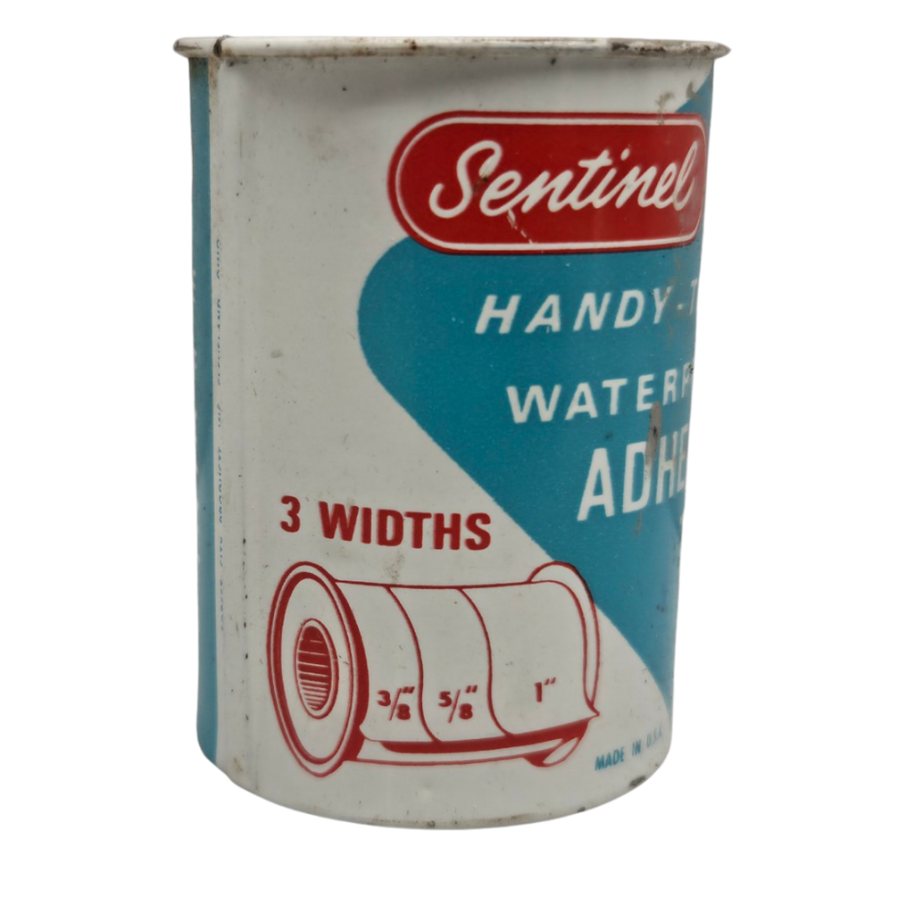 Sentinel Handy-Three Waterproof Adhesive Tape (3 Widths, 1 Yard Tin) Vintage Adhesive Tape Dispenser Tin / General Purpose Waterproof Adhesive Tape