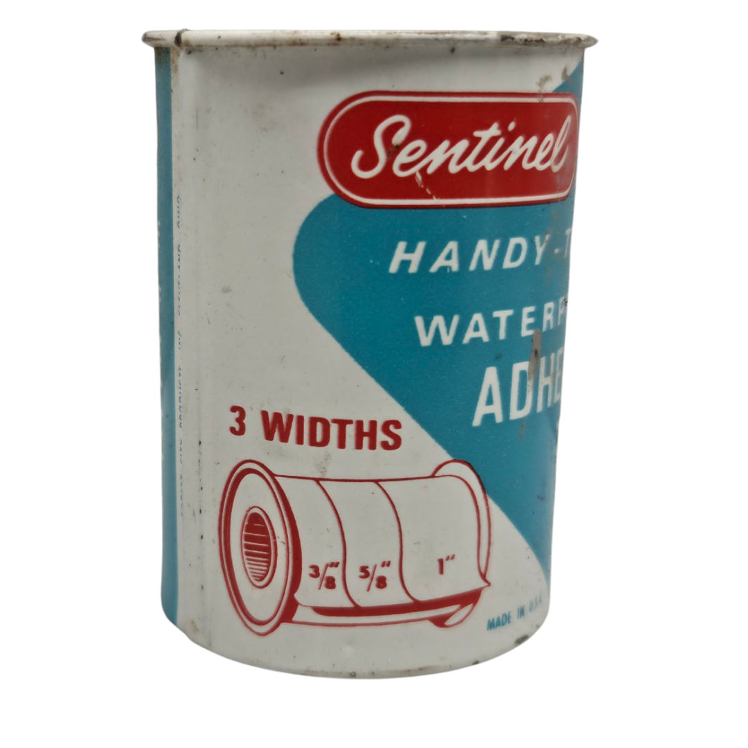 Sentinel Handy-Three Waterproof Adhesive Tape (3 Widths, 1 Yard Tin) Vintage Adhesive Tape Dispenser Tin / General Purpose Waterproof Adhesive Tape