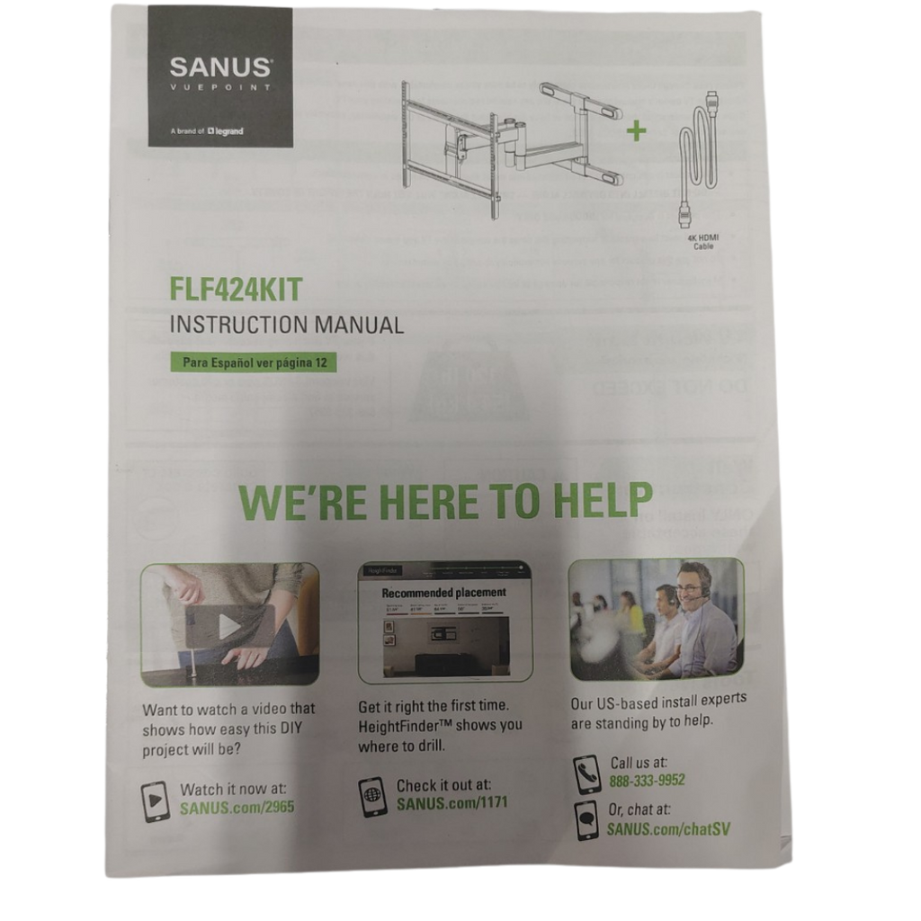 SANUS VuePoint FLF424KIT Full-Motion TV Wall Mount