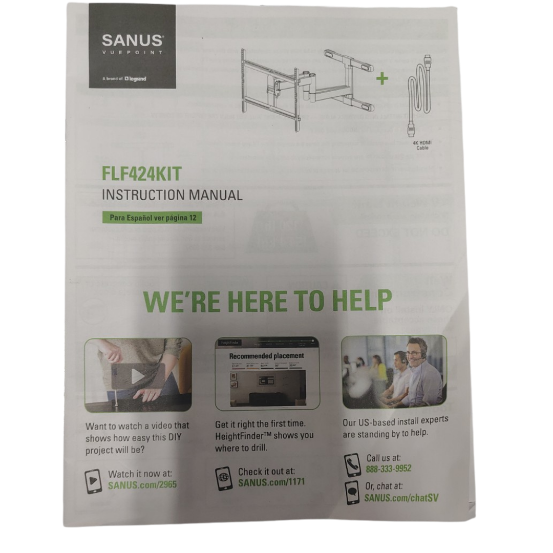 SANUS VuePoint FLF424KIT Full-Motion TV Wall Mount