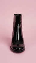 Glossy Black Patent Ankle Boots