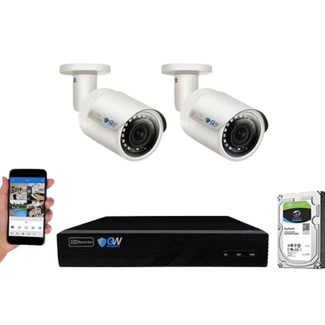 GW Security GW-4108ENP with GW-5037IP Cameras 8-Channel PoE Network Video Recorder Surveillance System