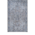 Luria 9 ft x 6 ft vintage distressed Persian-style  Washable Area Rug with thermoplastic rubber backing