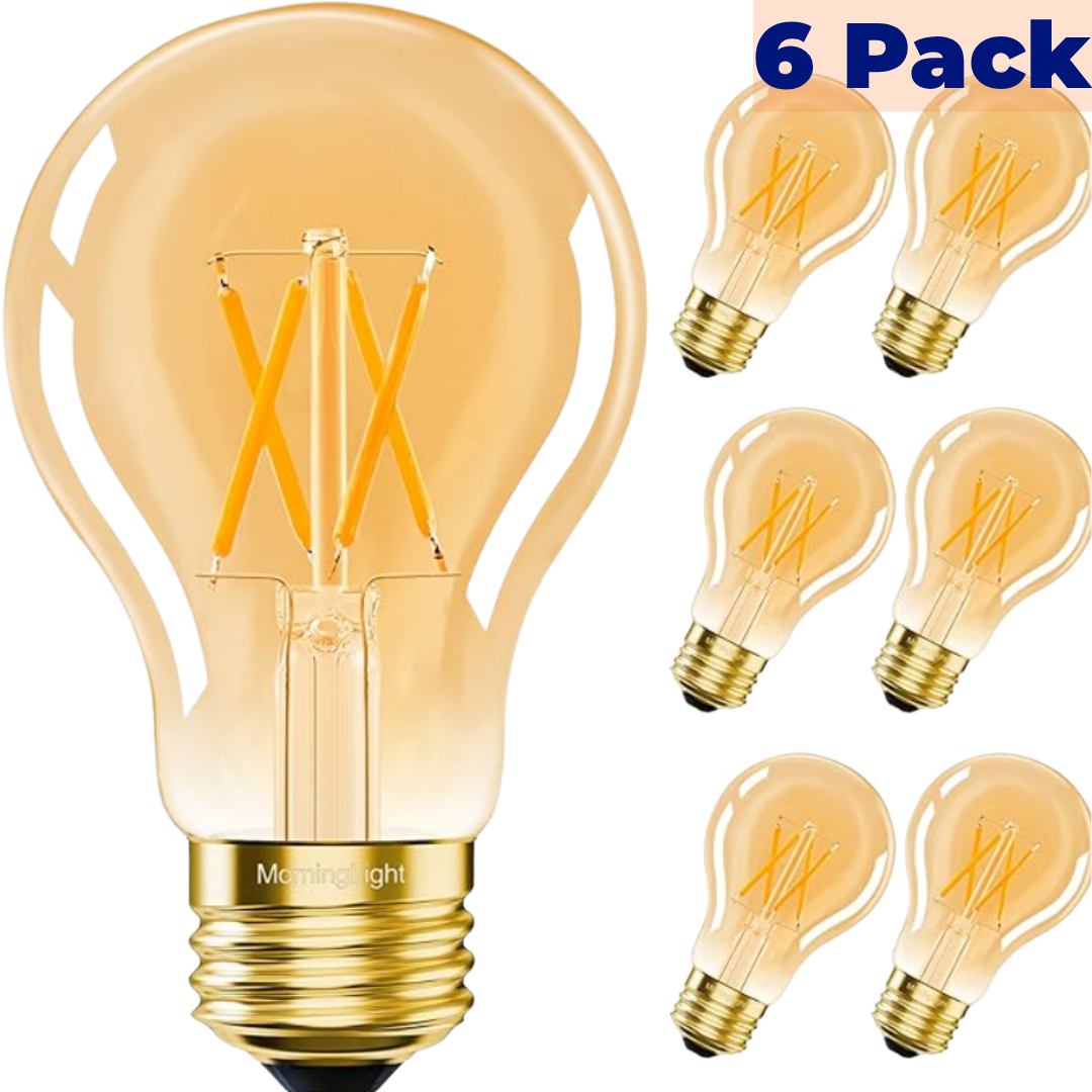 MorningLight A19 Vintage LED Bulb 6-Pack LED Light Bulb