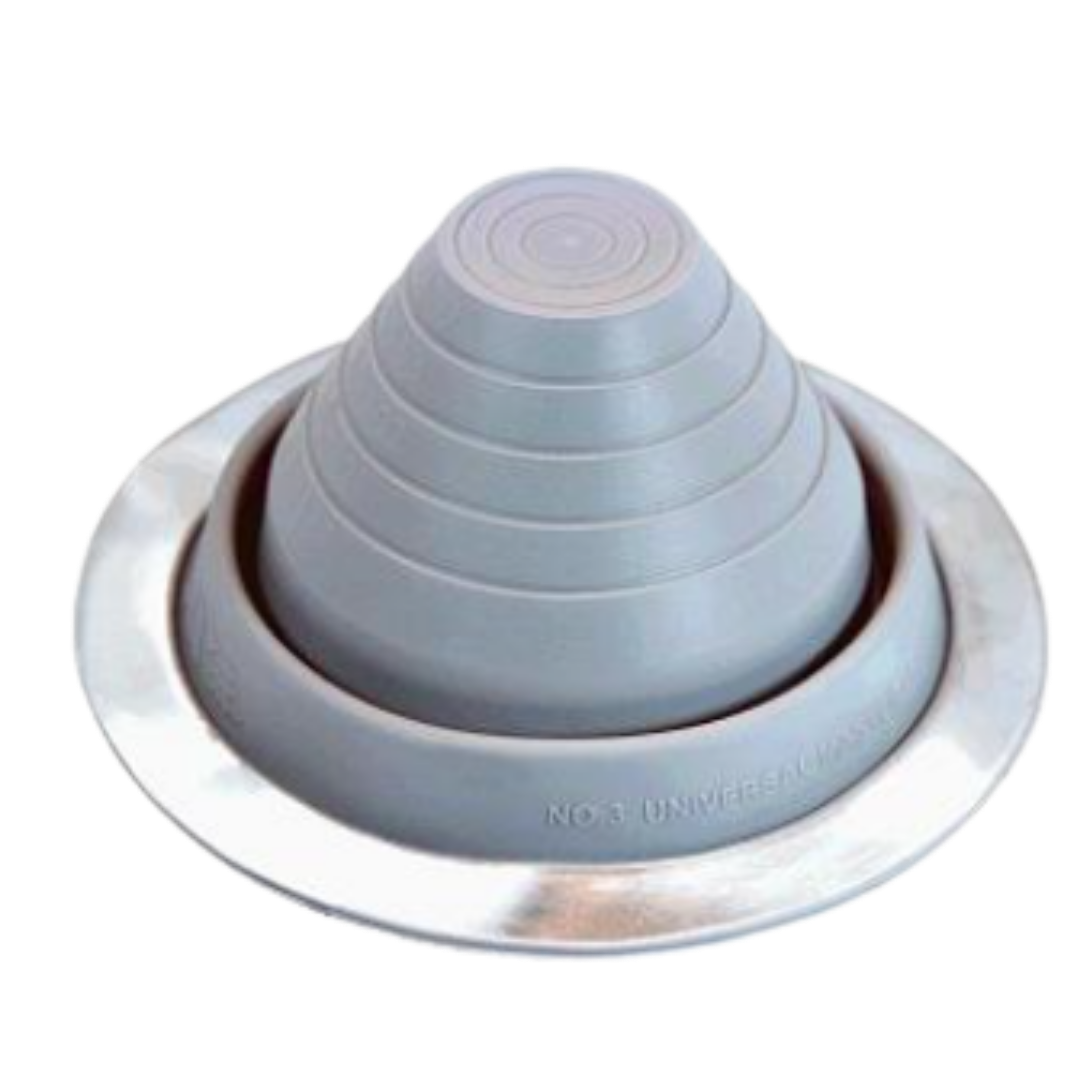 Roofjack / Aztec Washer Inc. #3 Round Silicone Pipe Flashing Boot, Gray Metal Roof Pipe Flashing Boot